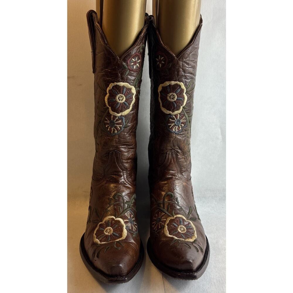 Old Gringo Women's Western Boots Brown Floral Embroidered Size 7.5 B